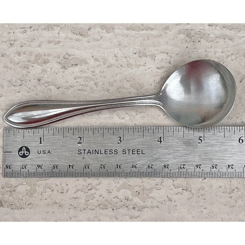 Wallace 18/10 Stainless Steel Soup Spoon 6” With Beaded Handle Design